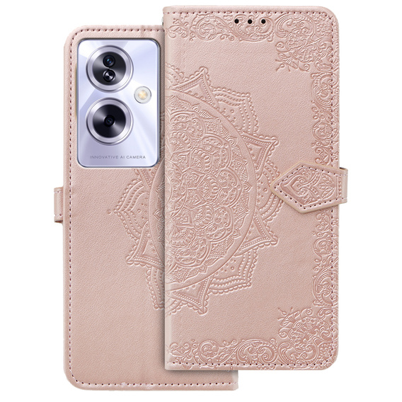 Etui z klapką do Oppo A79 5G, Mandala, różowe rose gold