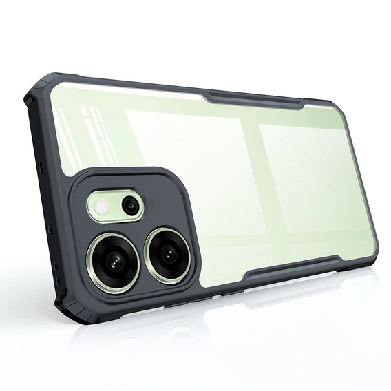 Etui do Oppo Reno 14F, wzmocnione, przezroczyste z czarnymi bokami