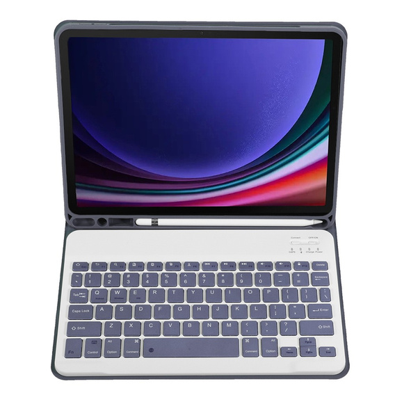 Etui z klawiaturą do Samsung Galaxy Tab S9, Leather Pen Slot, fioletowe