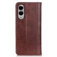 Etui z klapką do Samsung Galaxy S25 Edge, Split Leather, skórzane, brązowe