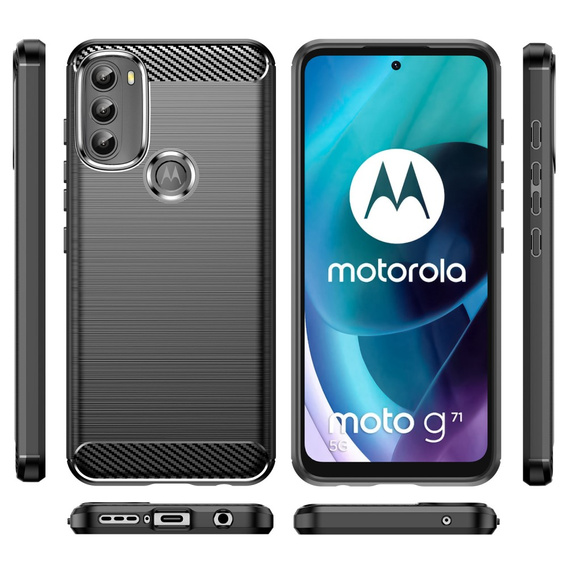 Etui do Motorola Moto G71 5G, Karbon, czarne