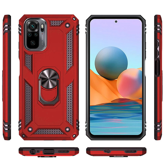 Etui pancerne do Xiaomi Redmi Note 10 / 10S, Nox Case Ring, czerwone