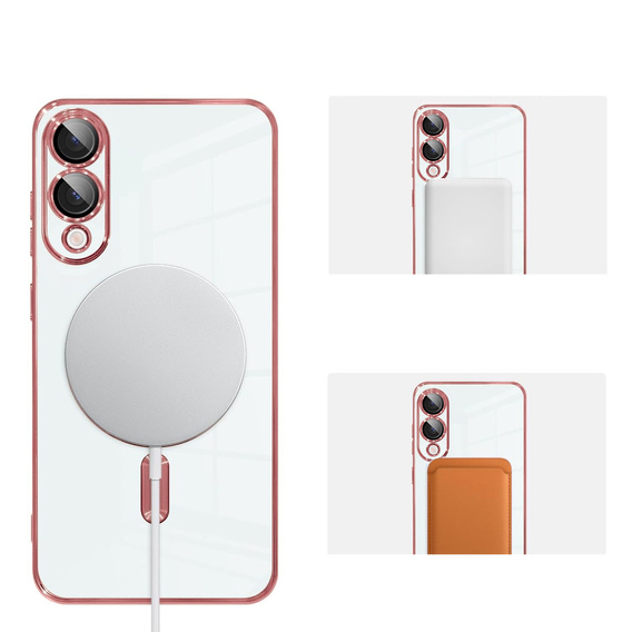 Etui do Samsung Galaxy S25 Edge, Electro MagSafe, różowe rose gold + Szkło na ekran