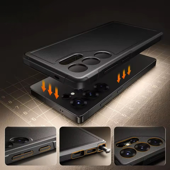 Etui do Samsung Galaxy S25 Ultra, Shell 2in1, czarne + Szkło Prywatyzujące