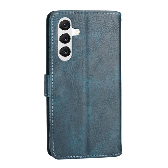 Etui z klapką do Samsung Galaxy A25 5G, Wallet Zipper Pocket, z paskiem na ramię, niebieskie