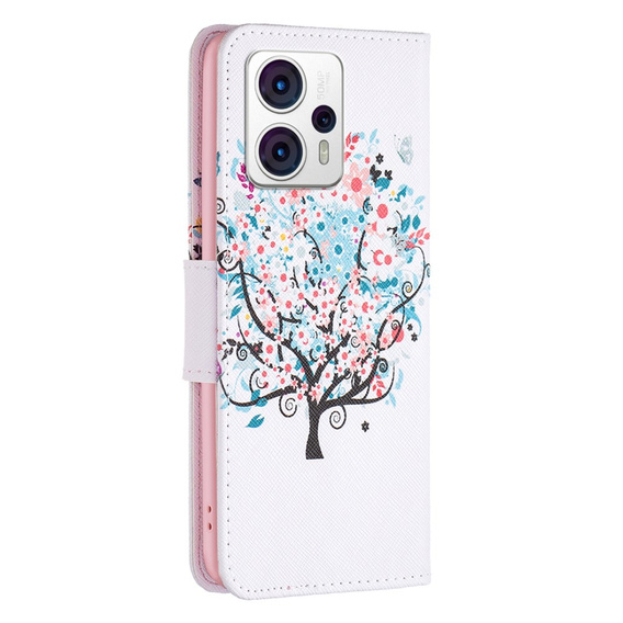 Etui z klapką do Motorola Moto G53 5G / G23 / G13, Wallet, Colorful Tree białe