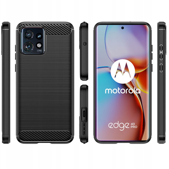 Etui do Motorola Edge 40 Pro, Karbon, czarne
