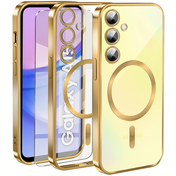 Etui do Samsung Galaxy A15 4G/5G, Electro MagSafe, złote + Szkło na ekran