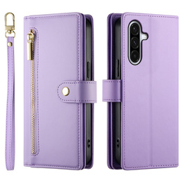 Etui z klapką do Samsung Galaxy A17 5G, Wallet Zipper Pocket, portfelowe, fioletowe