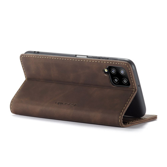 Etui CASEME do Samsung Galaxy A12 / M12 / A12 2021, Leather Wallet Case, kawowe