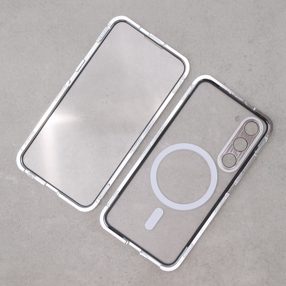 Etui Magnetic Dual Glass MagSafe do Samsung Galaxy S23, srebrne