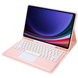 Etui z klawiaturą do Samsung Galaxy Tab S9+, Leather Pen Slot TouchPad, różowe rose gold
