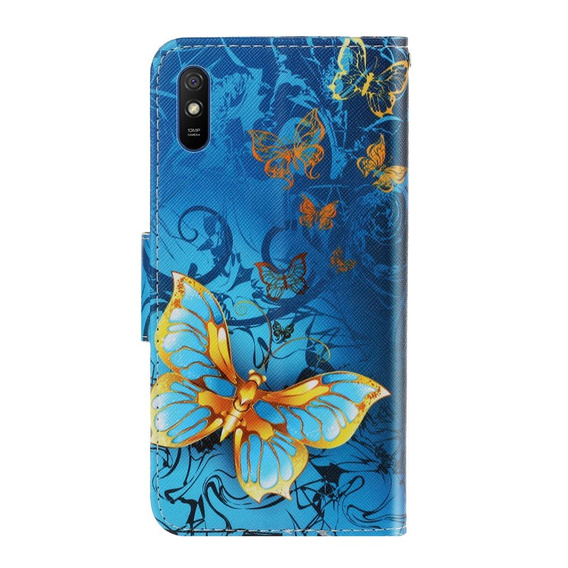 Etui z klapką do Xiaomi Redmi 9A, Wallet, Butterfly niebieskie