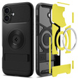 Etui Spigen do iPhone 16, Slim Armor MagSafe, Czarne + Szkło Hartowane 9H