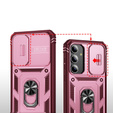 Etui pancerne do Samsung Galaxy S24+ Plus, CamShield Slide, różowe / czerwone