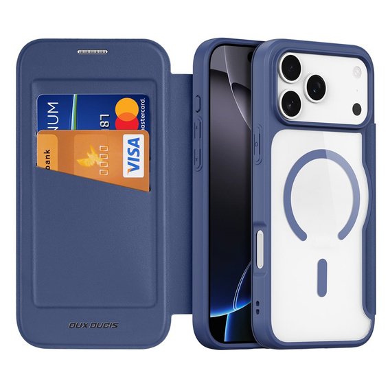 Etui Dux Ducis do iPhone 17 Pro Max, Skin X Pro,  z klapką, do MagSafe, granatowe