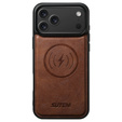 Etui z klapką 2w1 do iPhone 17 Pro Max, SUTENI, do MagSafe, brązowe