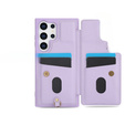 Etui do Samsung Galaxy S24 Ultra, Leather Flower Card Slot, fioletowe