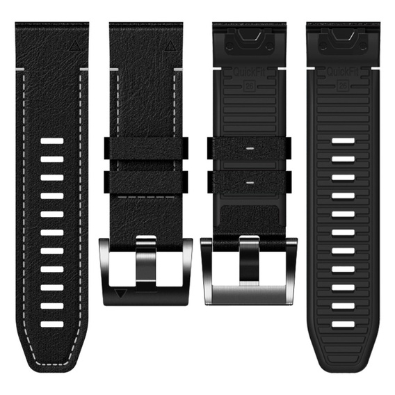 Pasek Skórzany Quickfit do zegarków Garmin Fenix 5X/6X/6X PRO/7X, Czarny