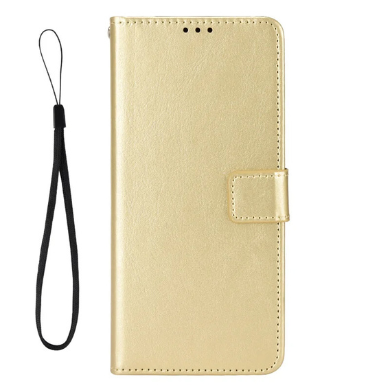 Etui z klapką do Motorola Edge 50 Neo / Motorola ThinkPhone 25, Crazy Horse Wallet, złote