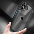 Etui do iPhone 16, ERBORD Hybrid, przezroczyste / czarne + 2x Szkło na ekran + 2x Szkło na aparat