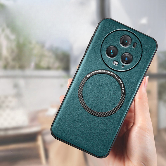 Etui do Honor Magic 5 Pro, Leather Hybrid MagSafe, zielone