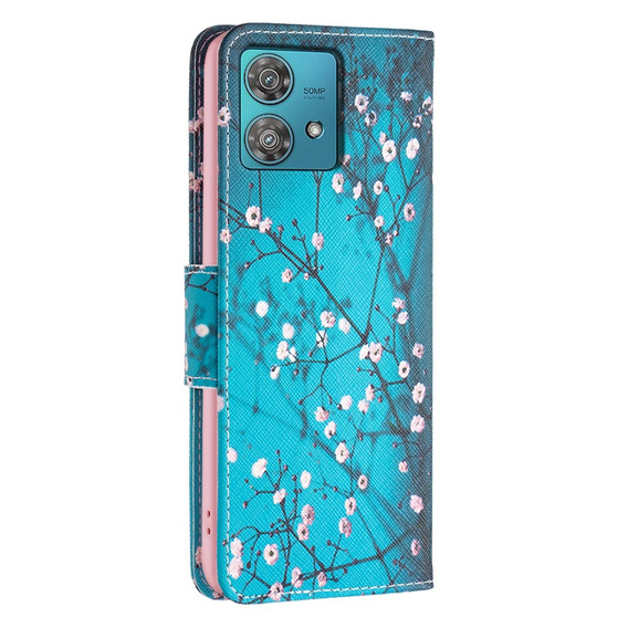 Etui z klapką do Motorola Edge 40 Neo, Wallet, Sakura niebieskie
