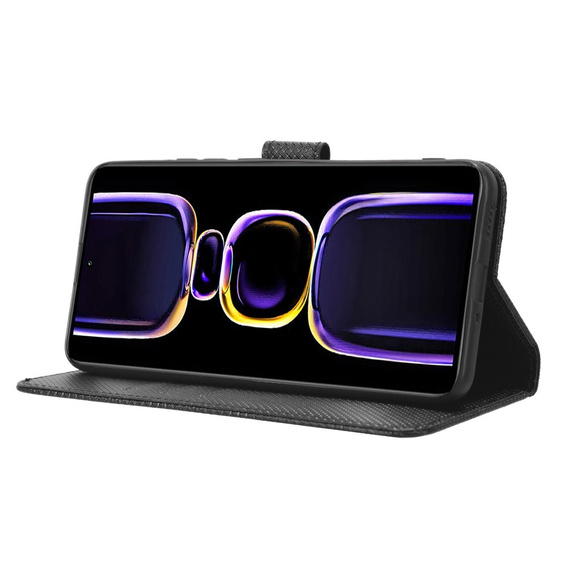 Etui z klapką do Poco F5 Pro 5G, Wallet Smart Magnet, czarne