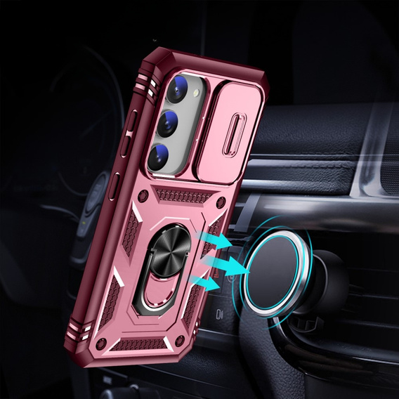 Etui pancerne do Samsung Galaxy S23 Plus, CamShield Slide, różowe / czerwone