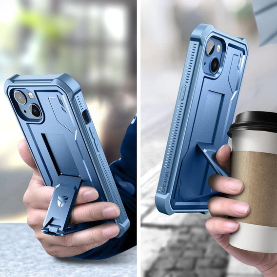 Etui pancerne do iPhone 13 / 14, Dexnor Full Body, niebieskie