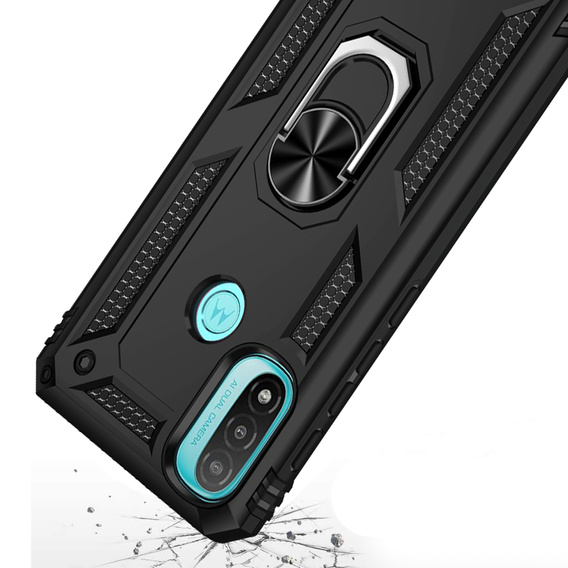Etui pancerne do Motorola Moto E20/E30/E40, Nox Case Ring, czarne