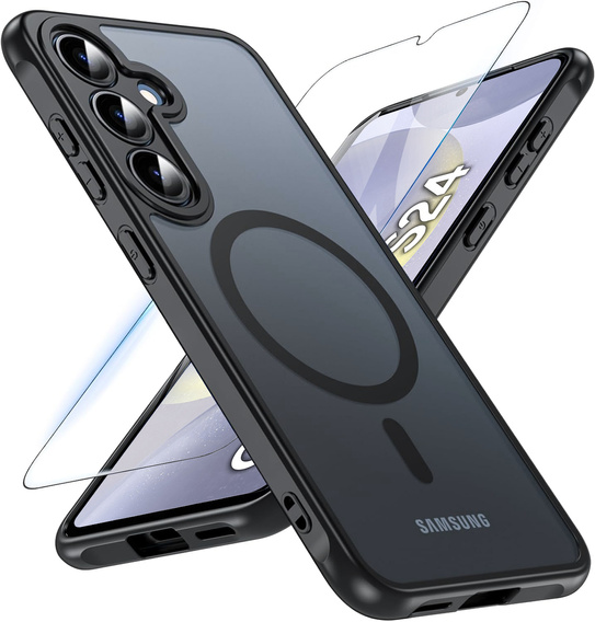 Etui do Samsung Galaxy S24, do MagSafe, ERBORD Matt Case, czarny + Szkło na ekran