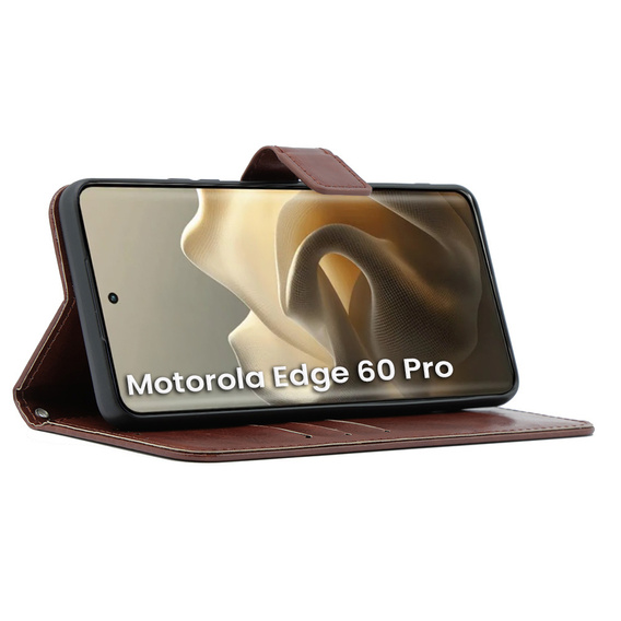 Etui z klapką Crazy Horse Wallet do Motorola Edge 60 Pro – eleganckie i ochronne, brązowe