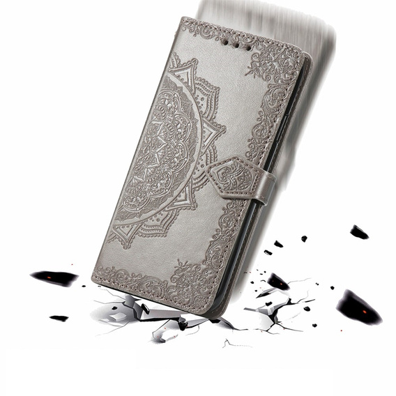 Etui z klapką do Motorola Moto G24 / G24 Power / G04, Mandala, szare