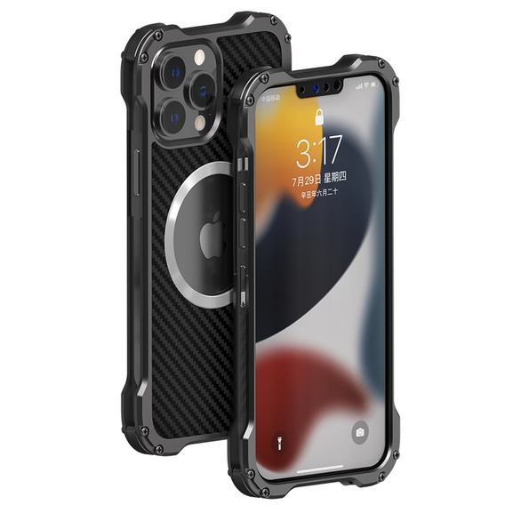 Etui R-JUST do iPhone 13 Pro, pancerne, do MagSafe, czarne
