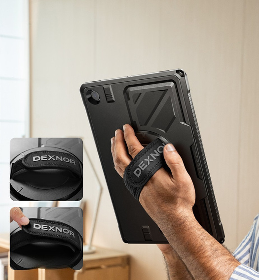 Etui Dexnor 360° z paskiem i uchwytem na rysik do Samsung Galaxy Tab A9+