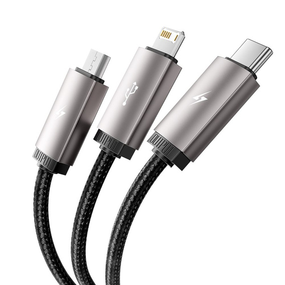 Tech-Protect Kabel UltraBoost 3w1 USB typ-C / microUSB / Lightning 3.5A/100cm, czarny