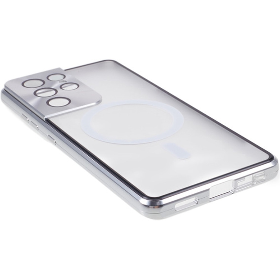 Etui Magnetic Dual Glass MagSafe do Samsung Galaxy S21 Ultra, srebrne