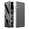 Etui do Samsung Galaxy S23, Magnetic Dual Glass, srebrne