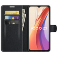 Etui z klapką do Vivo Y52 5G / Y72 5G, Split Leather, czarne