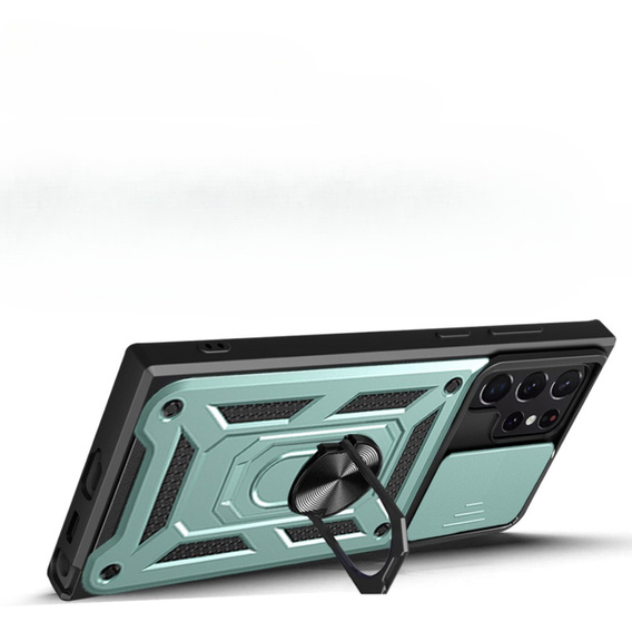Etui pancerne do Samsung Galaxy S23 Ultra, CamShield Slide, zielone