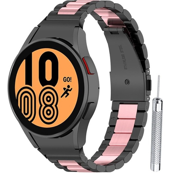 Pasek Bransoleta do Samsung Galaxy Watch 4/5/6 40/42/43/44/45/46/47mm, Czarna / Różowa