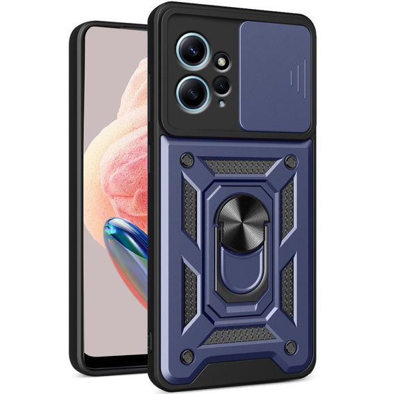 Etui pancerne do Xiaomi Redmi Note 12 4G, CamShield Slide, niebieskie