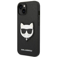 Etui Karl Lagerfeld do iPhone 14 Plus, Saffiano Choupette Head Patch, czarne