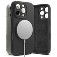 Etui Ringke do iPhone 16 Pro, Silicone MagSafe, czarne + Szkło Hartowane 9H