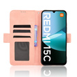 Etui z klapką do Xiaomi Redmi 15C 4G/LTE, Card Slot, różowe