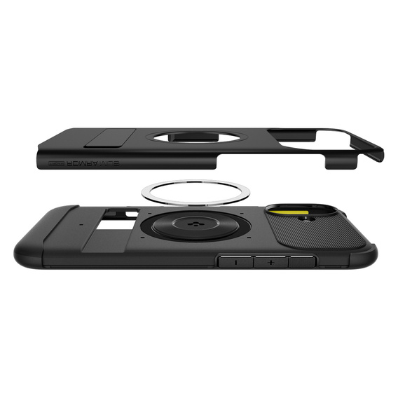 Etui Spigen do iPhone 16, Slim Armor MagSafe, Czarne + Szkło Hartowane 9H