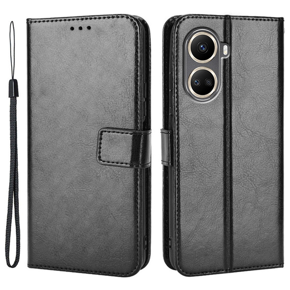 Etui z klapką do Huawei Nova 10 SE, Crazy Horse Wallet, czarne