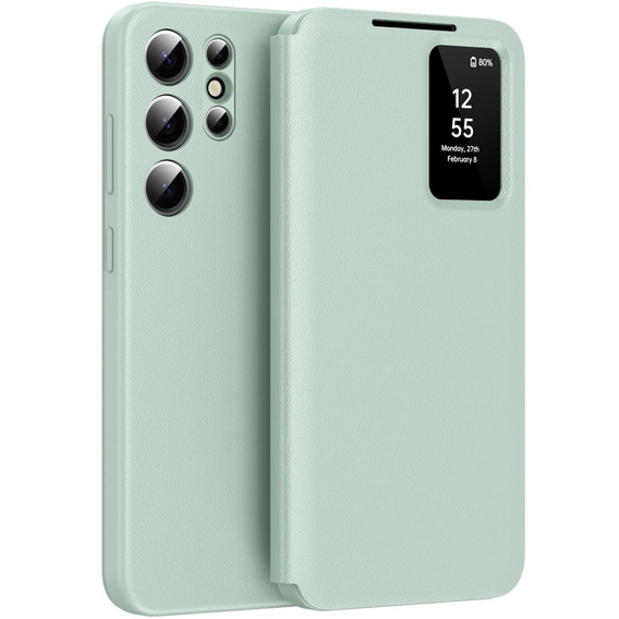 Etui z klapką do Samsung Galaxy S22 Ultra, Smart View Wallet, zielone