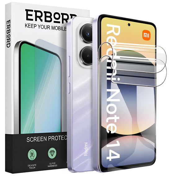 2x Folia Hydrożelowa ERBORD do Xiaomi Redmi Note 14 4G – niewidoczna, ale skuteczna tarcza